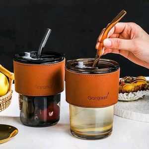 Glass Mug with Straw and Cover