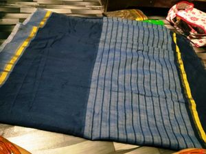 A Wonderful Grey & Navy Blue Coloured Saree