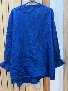 Blue V-Neck ruffled sleeves Top (b1g1)
