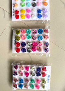 36 Charming Multi-Color Rose Stud Earrings Set
