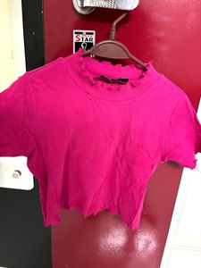 Sassafras Pink Coloured College Wear Crop Top
