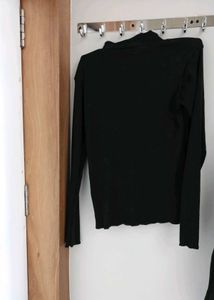 Warm Black Long Sleeve Top knit wool