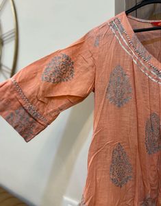 Elegant Peach Printed Kurta