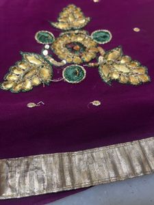 Royal Purple Embroidered Georgette Saree with Gold