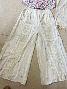 White Schiffli Cotton Coord Set 3 Piece- Unused