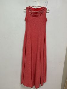 Coral Sleeveless Party Dress