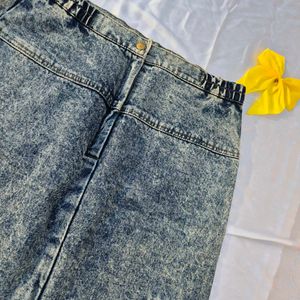 Mid Length Denim Skirt /Vintage /Korean