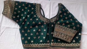 Emerald Green Embellished Saree Blouse