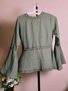 Ruffled Bell Sleeve Full top