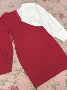 Red & White Colorblock Dress