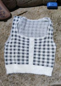 Gingham Button Crop Top