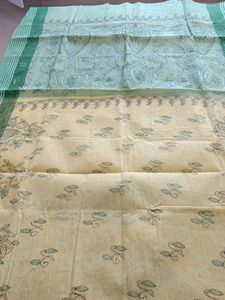 Cotton Yellow and Green Sareeye