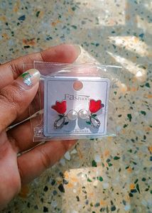 Red Tulip Stud Earrings