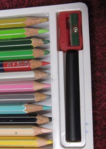 DOMS Bi-colour pencils with sharpner and pencil ho