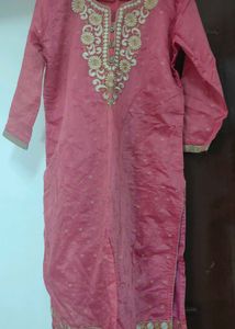 Pink Embroidered Indian Kurti