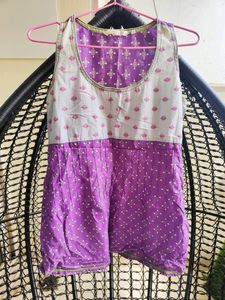 Pure cotton Melange Purple Short Kurti- Size L