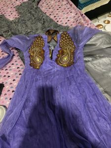 A Elegant Dark Levender Short Knee Length Frocksut