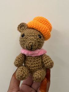 Handmade Crochet Teddy With Cap And Scarf