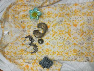 Yellow Floral Print Kurti