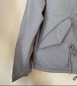 Oversized Minimalist Gray Drawstring Jacket