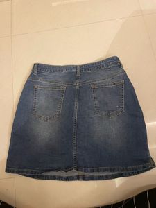 Denim Skirt with Pearls