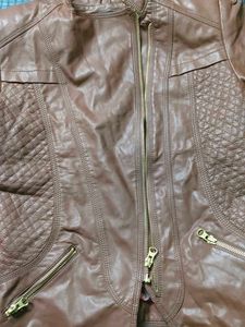 Brown Faux Leather Moto Jacket