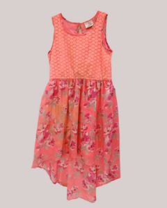 Elegant Peach-Pink Floral Dress