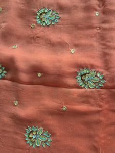 Orange Embroidered Saree