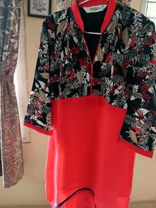 Floral Print Red Tunic Top