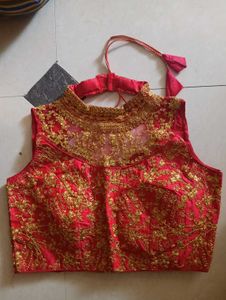 Red Embroidered Blouse Collar work♥️✨