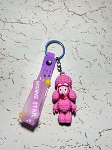 Pink Dog Cartoon Keychain