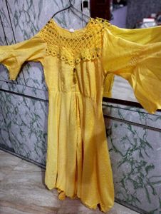 Yellow Embroidered Kurta