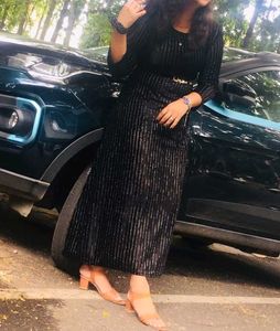 Black Velvet Material Party Wear Dress