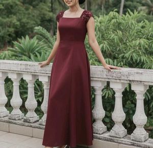 Elegant Maroon Lace Dress