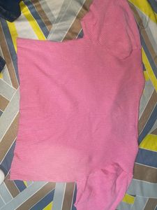 Pink Ribbed Crop Top