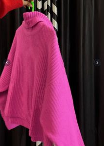 Pink Turtleneck Knit Sweater