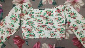 Floral Ruched Crop Top