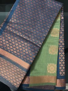 Elegant Green &amp; Navy blue Saree