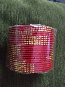 Orange &amp; Red Gold Beaded Bangle Set Combos