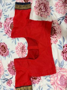 Elegant Dark Peach Saree With Stitched Blouse