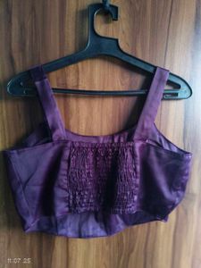 Purple Satin Crop Top