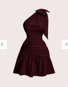 Burgundy One-Shoulder Mini Dress