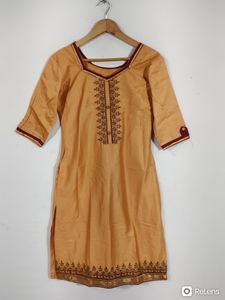 Yellow Orange and Maroon Embellished Kurta Sets (W