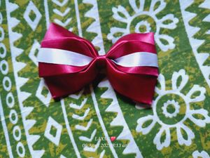 Burgundy &amp; White Bow