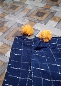 Navy Blue Sequined Fabric