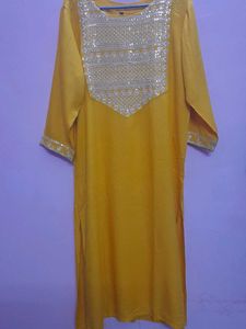 Yellow Embroidered Kurta