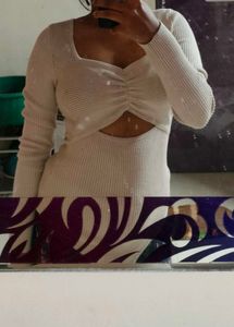 Ribbed Knit Cutout Mini Dress