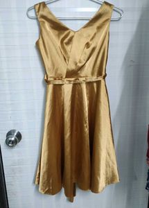 Golden Satin Party Dress