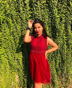 Burgundy Lace &amp; Tulle Party Dress