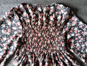 Floral Print Smocked Blouse